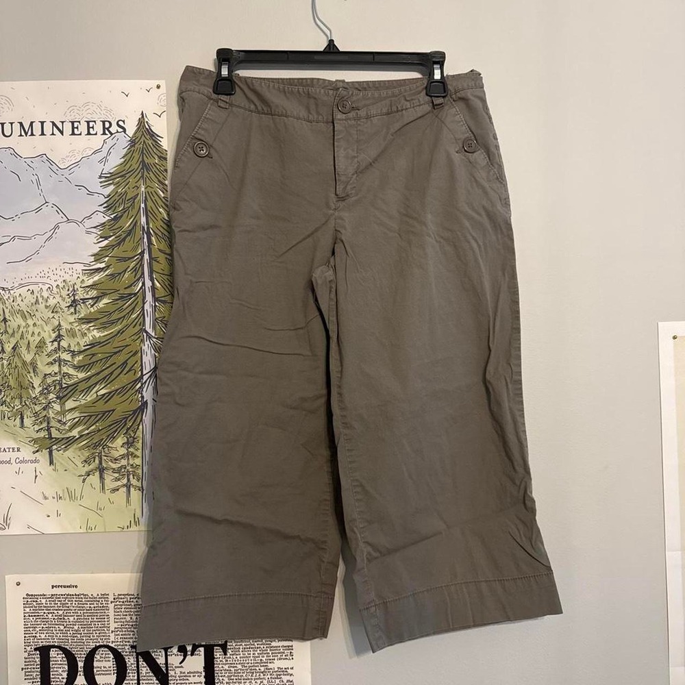 Mossimo Olive Green Stretch Capri Pants Y2K Utility